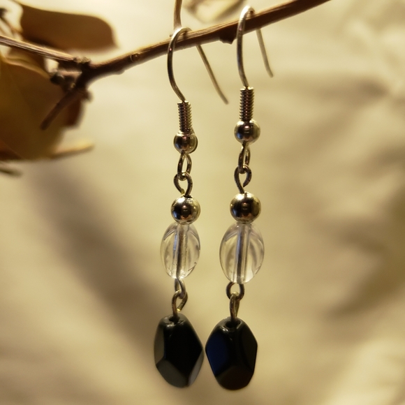 "Tears For The Black Knights" Fish Hook Earrings - Picture 2 of 3